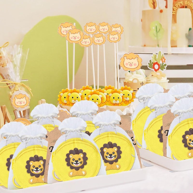 Elecrainbow 15 Pack Lion Mini Coin Purse with Keyrings for Lion Themed Goodie Bag Stuffer, Present for Lion Jungle Safari Animals Wild ONE Baby Shower Party Supplies,Yellow - Image 4